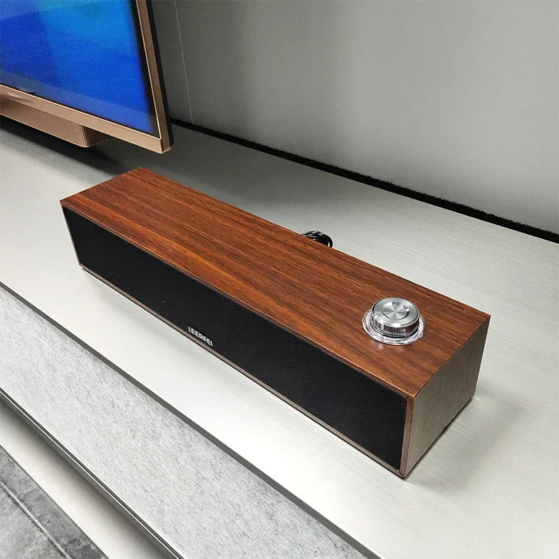 Home Theater Wired Bluetooth Speaker Computer Subwoofer Echo Wall Soundbar Desktop Wooden Soundbox HiFi Stereo Card Music Center