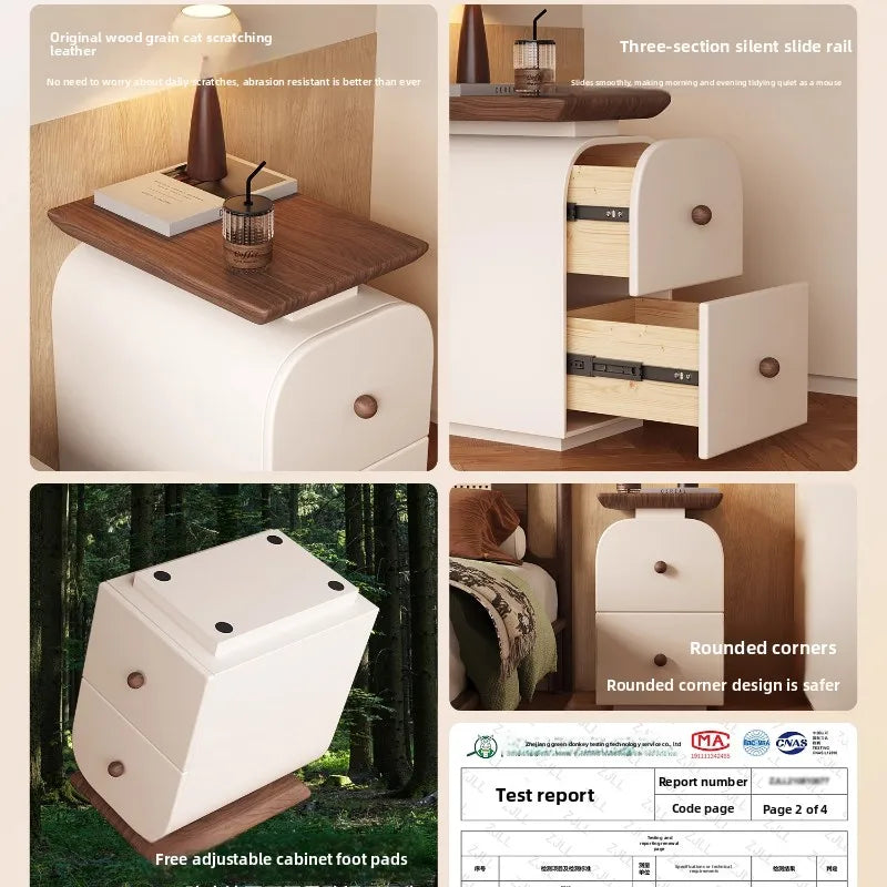 Vintage Narrow Solid Wood Bedside Cabinet Double-Layer Sofa Side Table Small Space Organizer Slim Gap Storage Unit 2025