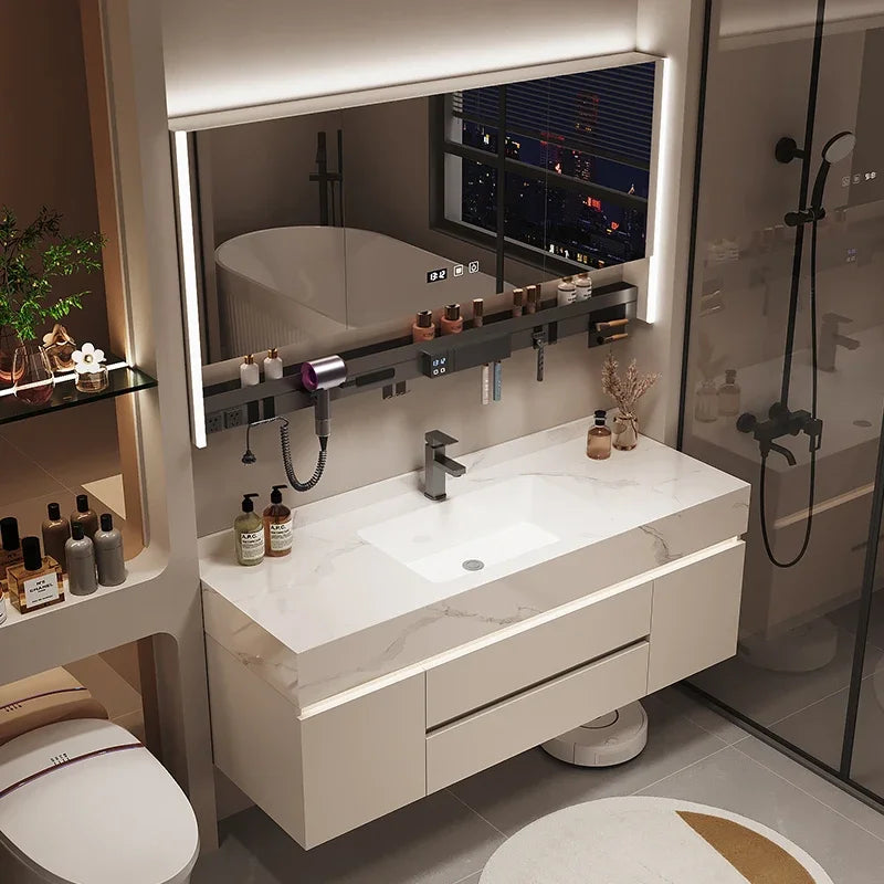 Partitions Storage Bathroom Cabinet Organizer Mirror Wall Shelves Accessories Toilet Cupboard Luxury Gabinete Home Furniture