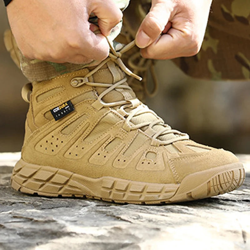 Hiking shoes Men waterproof hunting Boots Cow Leather Tactical Desert Combat Ankle Male working mountian trekking Sneakers