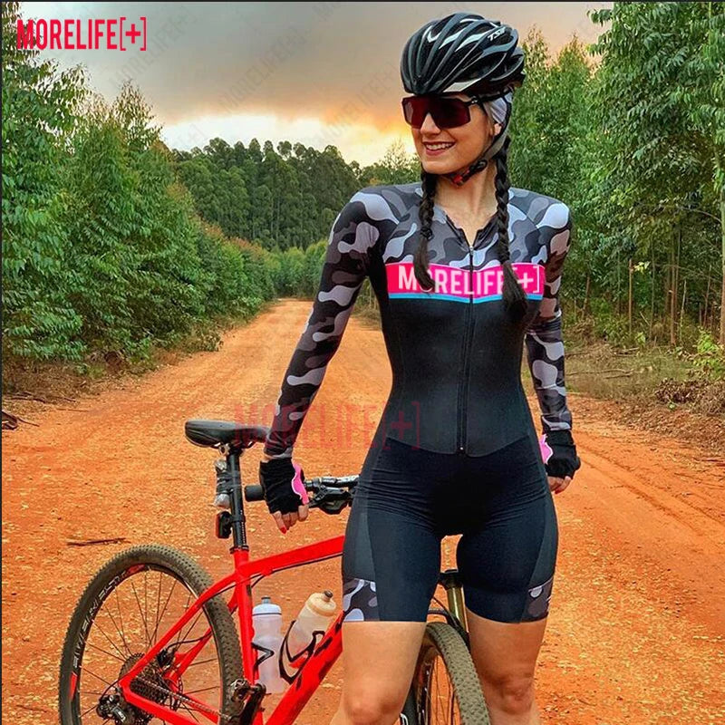 MLC Macaquinho Ciclismo Feminino New Triathlon Jumpsuit Summer Women's Riding Suit Mtb Jersey Pro Cycling Jersey Long Sleeve Set