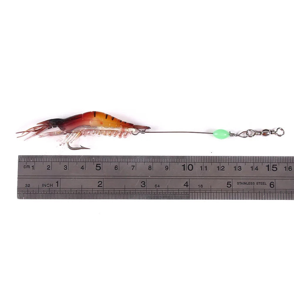 Fishing Tackle Soft Fishing Lure 9cm 6g Artificial Bait With Luminous Bead Swivels Hook Lifelike Soft Bait Shrimp Lure Carp