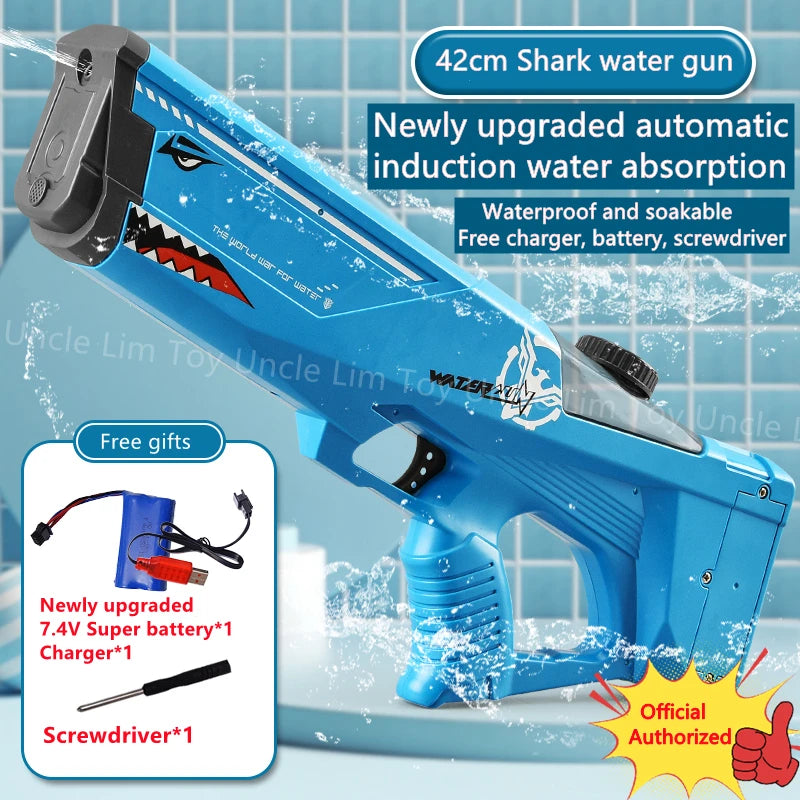 Large Capacity Water Guns Shark Adult Automatic Electric Water Gun Children Outdoor Beach Games Pool Summer Toys High Pressure