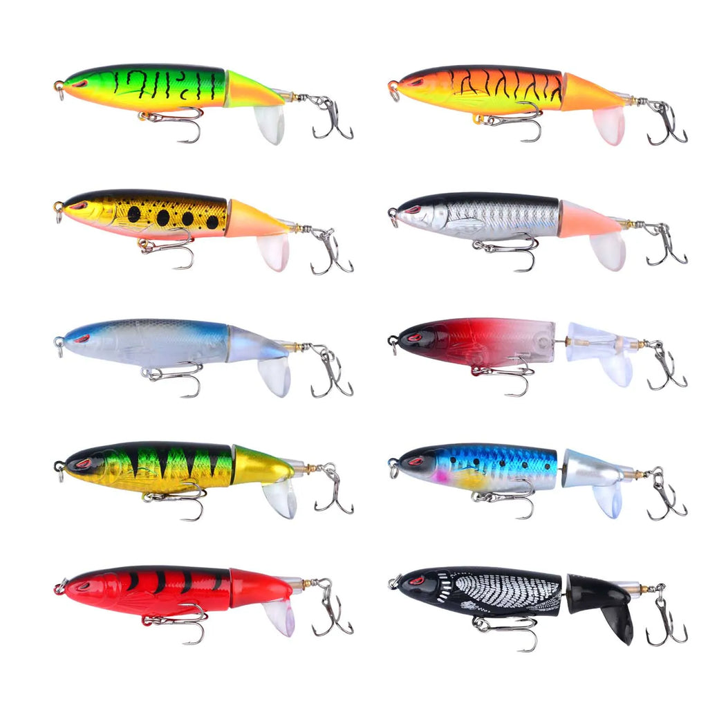 1Pc Fishing Lures Whopper Popper Topwater Artificial Bait Hard Rotating Tail Fishing Tackle