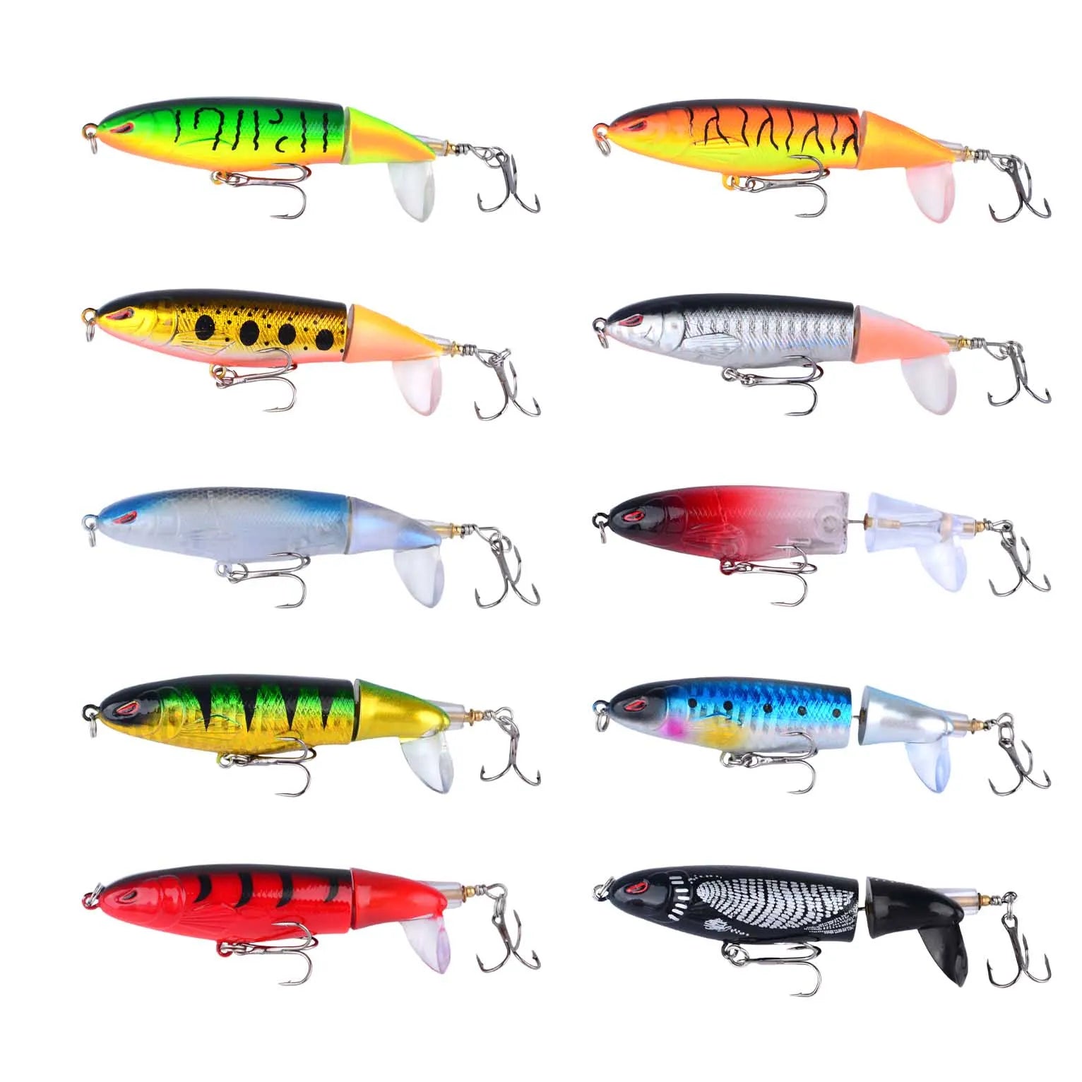 1Pc Fishing Lures Whopper Popper Topwater Artificial Bait Hard Rotating Tail Fishing Tackle