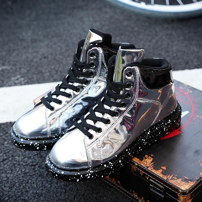 Fashion Outdoor Non-slip Flat Men Boots 2025 Autumn New Man Casual Shoe Comfortable High-top Couple Sneakers Pu Leather Designer