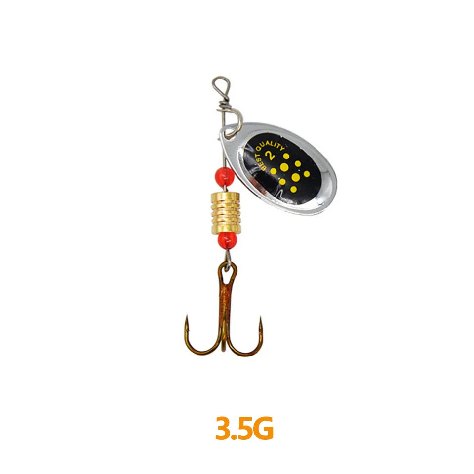 1Pcs 3G 3.5G 4.5G Spinner Lures Rotating Spinners Spoon Hard Bait Pike Metal With Treble Hooks Fishing Lure Pesca Tackle