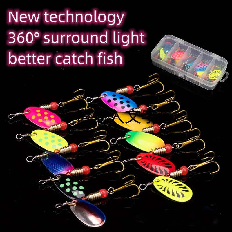 16/10pcs Fishing Spinner Metal Lures with Tackle Boxes Crankbaits Wobblers Metal Sequin Trout Spoon With Hooks for Carp Fishing