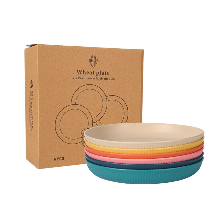Dinner Dishes Wheat Straw Dinner Plates Set Eco Friendly Full Tableware Plates Cups Bowls Set Kitchen Accessories Dinnerware