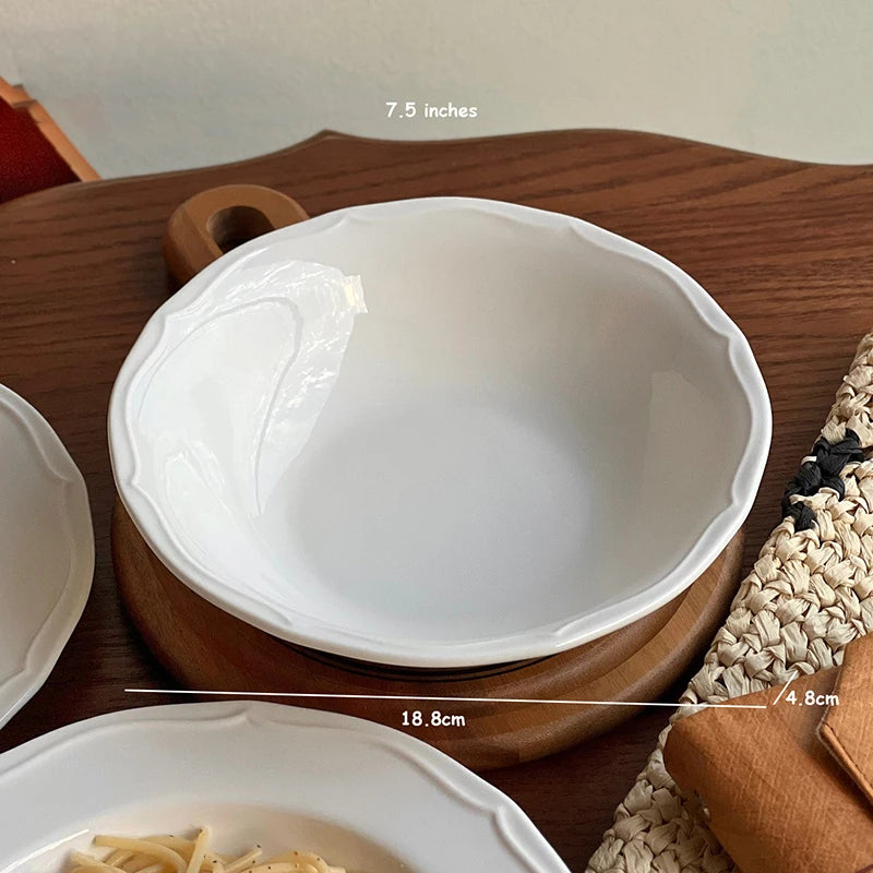 Ins Style White Ceramic Dinner Plates Household Versatile Bread Plate Exquisite Restaurant Serving Disc Nordic Dessert Tableware