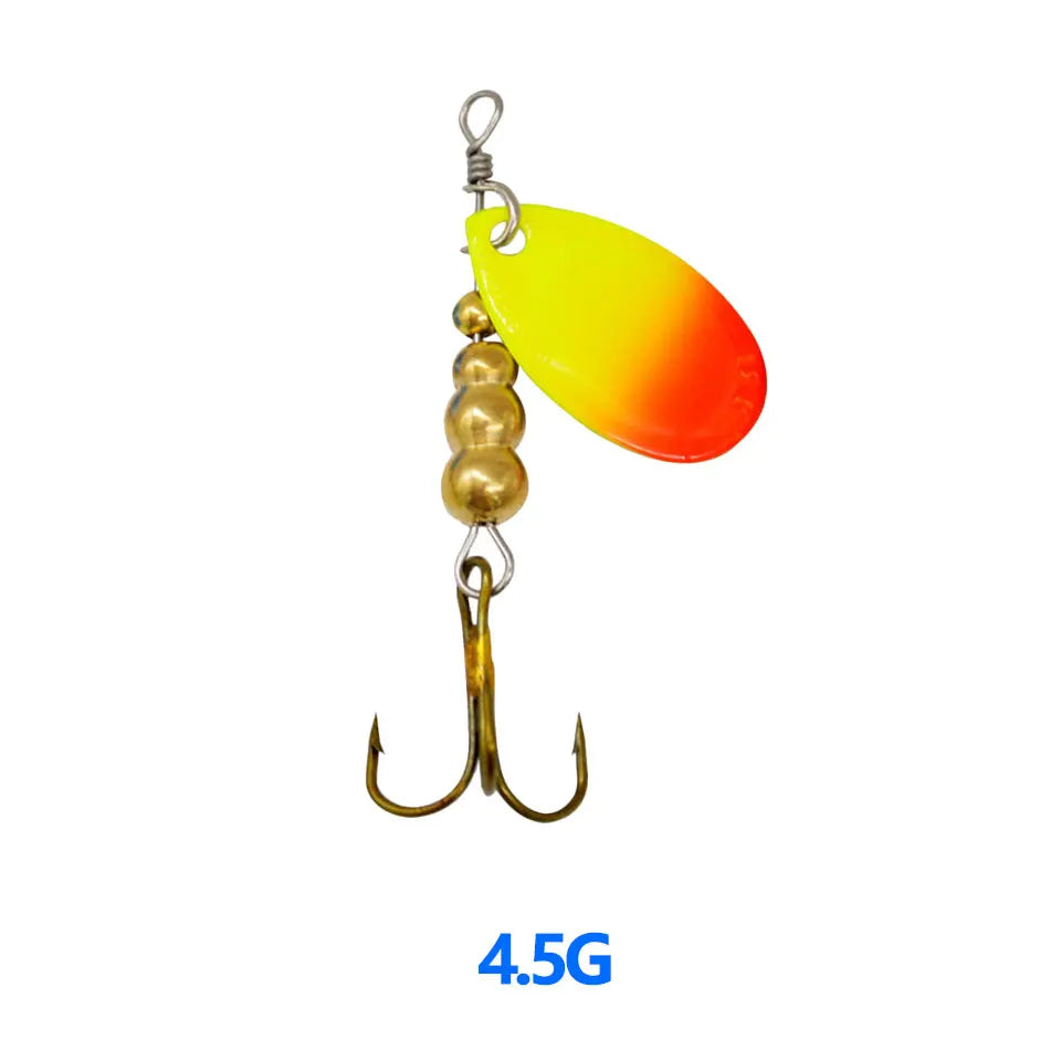 1Pcs 3G 3.5G 4.5G Spinner Lures Rotating Spinners Spoon Hard Bait Pike Metal With Treble Hooks Fishing Lure Pesca Tackle