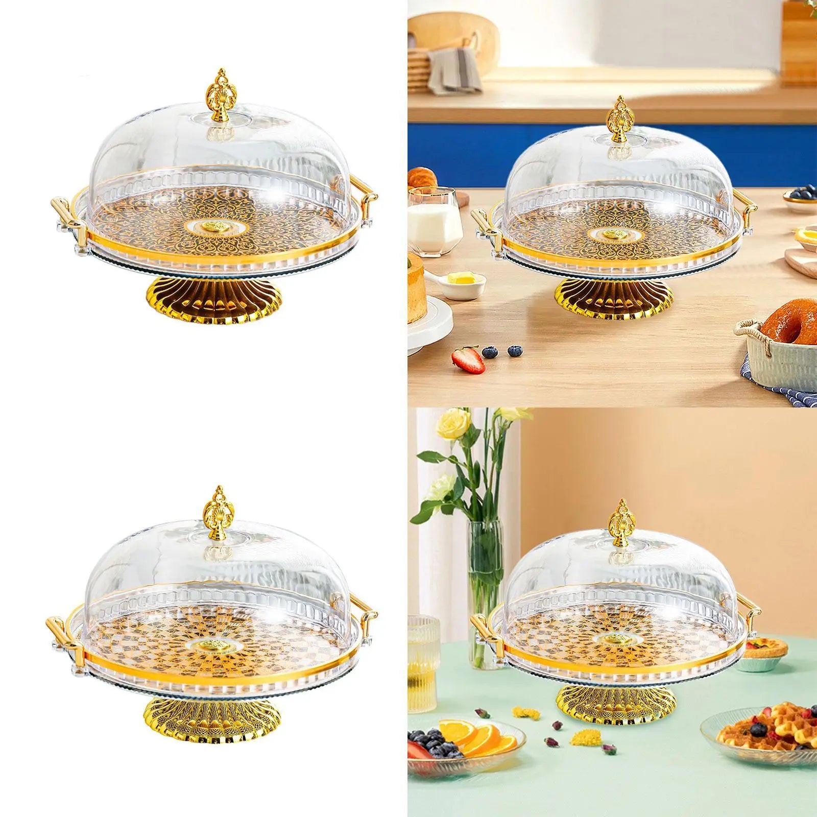 Decorative Kitchen Platter with Lid Cupcake Candy Display Tray Multifunctional Salad Bowl Cake Stand for Candy Cupcake Muffins