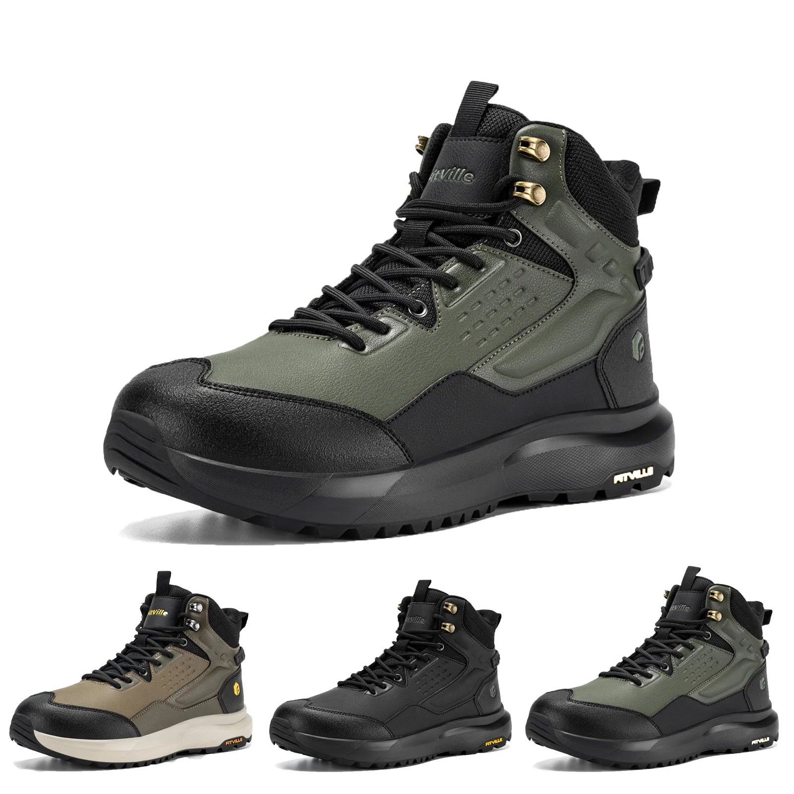 FitVille Men's Wide Hiking Boots Water Resistant High-top Trekking Shoes for Men Non-Slip Outdoor Tactical Combat Military Boot