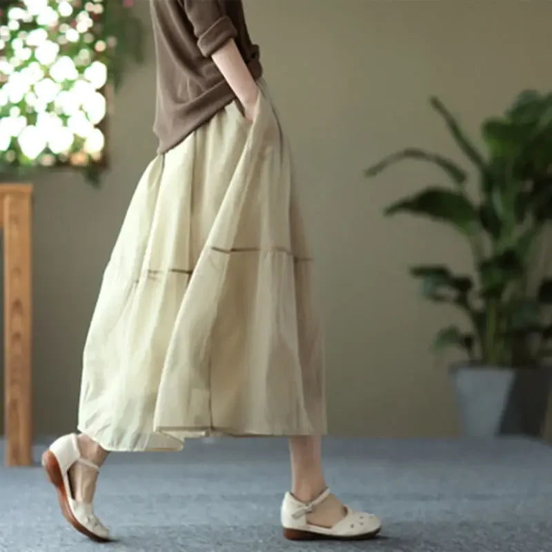 New In Female Skirts Midi Patchwork Women's Skirt Modest Aesthetic Chic and Elegant Premium Stylish Streetwear Summer 2025 Cheap