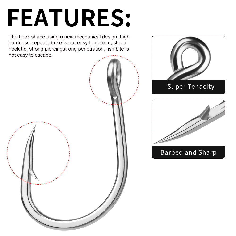 PROBEROS 10 Pieces Of High Carbon Steel Barbed Fish Hooks Are Suitable for Sea Fishing Night Fishing Universal Fishing Hooks