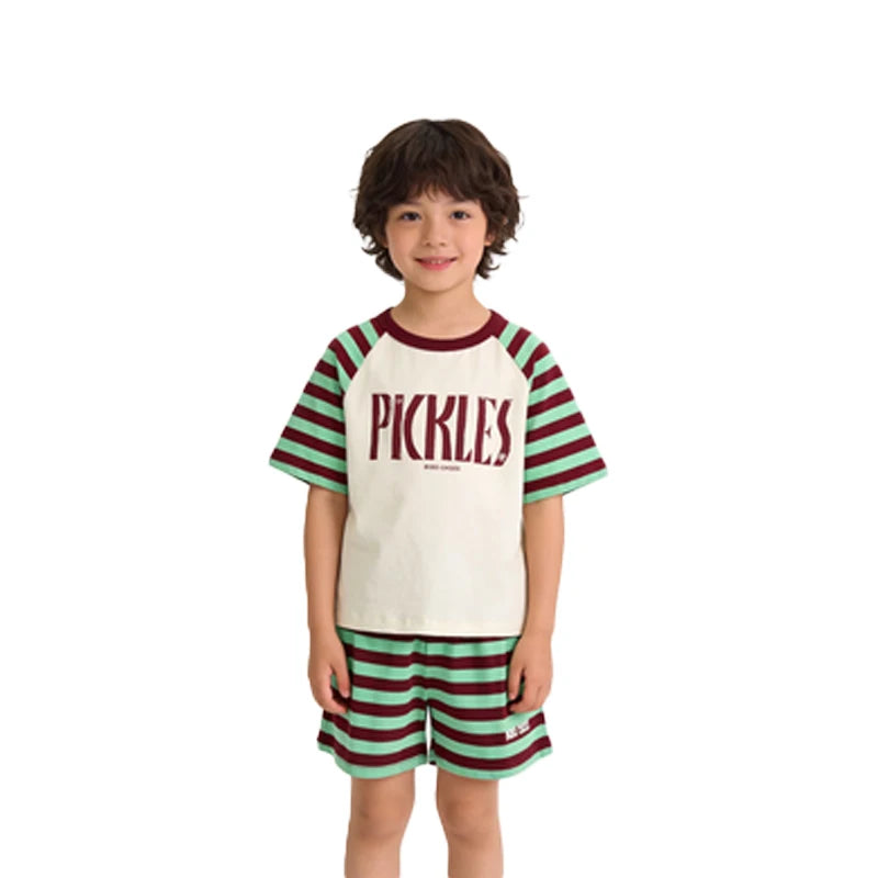 Summer 2026 New Kids T-shirt Shorts Set  Korean Boy Girl Letter Printed T-shirt Children's Casual Cute Short Sleeves Kids Tops