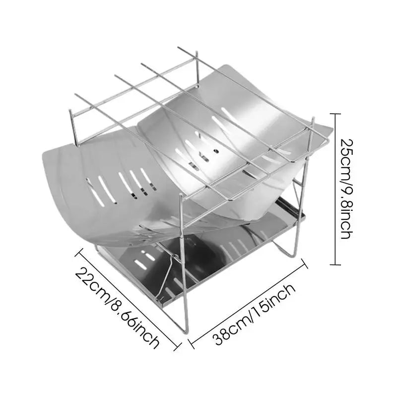Camping Folding Campfire Grill Stainless Steel Firewood Stove Mini BBQ Rack Outdoor Fire Pit Portable Wood Stove Burner For Camp