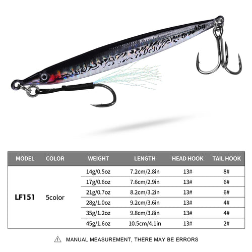 5pcs Highly Realistic 3D Printed Saltwater Fishing Lure with Enhanced Durability,14G/17G/21G/28G/35G/45G Artificial Bait Tackle