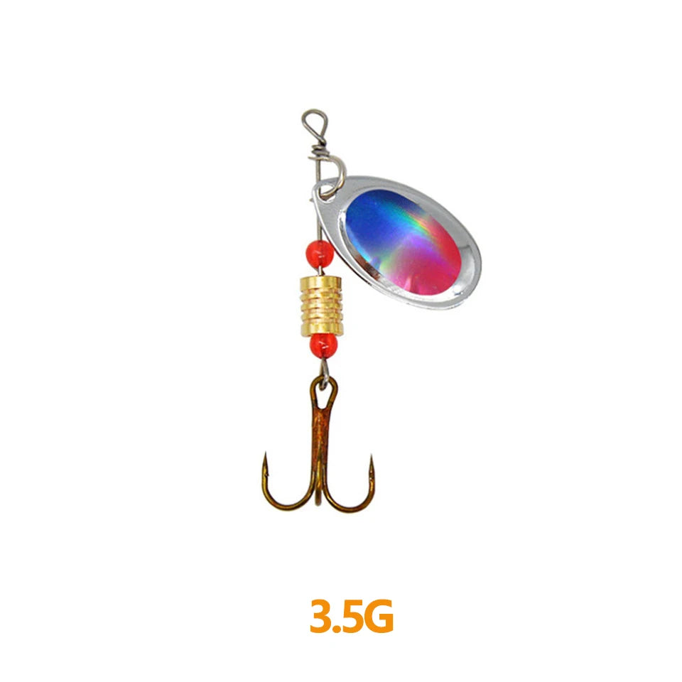 1Pcs 3G 3.5G 4.5G Spinner Lures Rotating Spinners Spoon Hard Bait Pike Metal With Treble Hooks Fishing Lure Pesca Tackle
