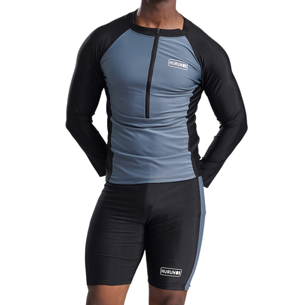 Mens Long-sleeved Snorkeling Suits Adult Two Piece Swimwear UPF 50+ Rash Guard Swimsuit Man Breathable Quick-drying Surfing Sets