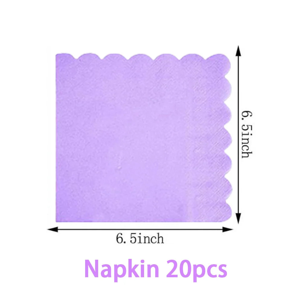 Solid color party supplies tableware paper plates cups napkins tablecloths suitable for birthday party guests banquet baby showe