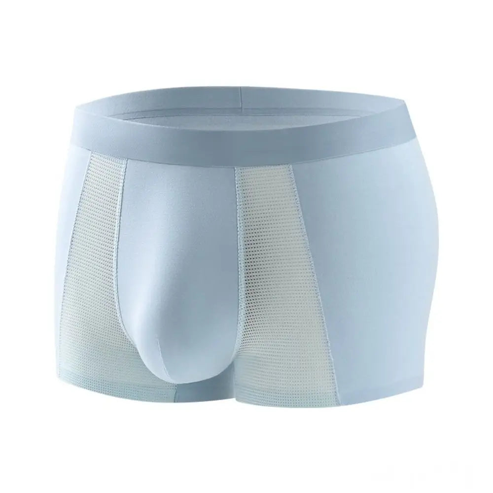 Comfortable Flat Pants Men's Boxer Briefs Thin Seamless Underwear for Men Breathable Mesh Ice Silk Underpants Men
