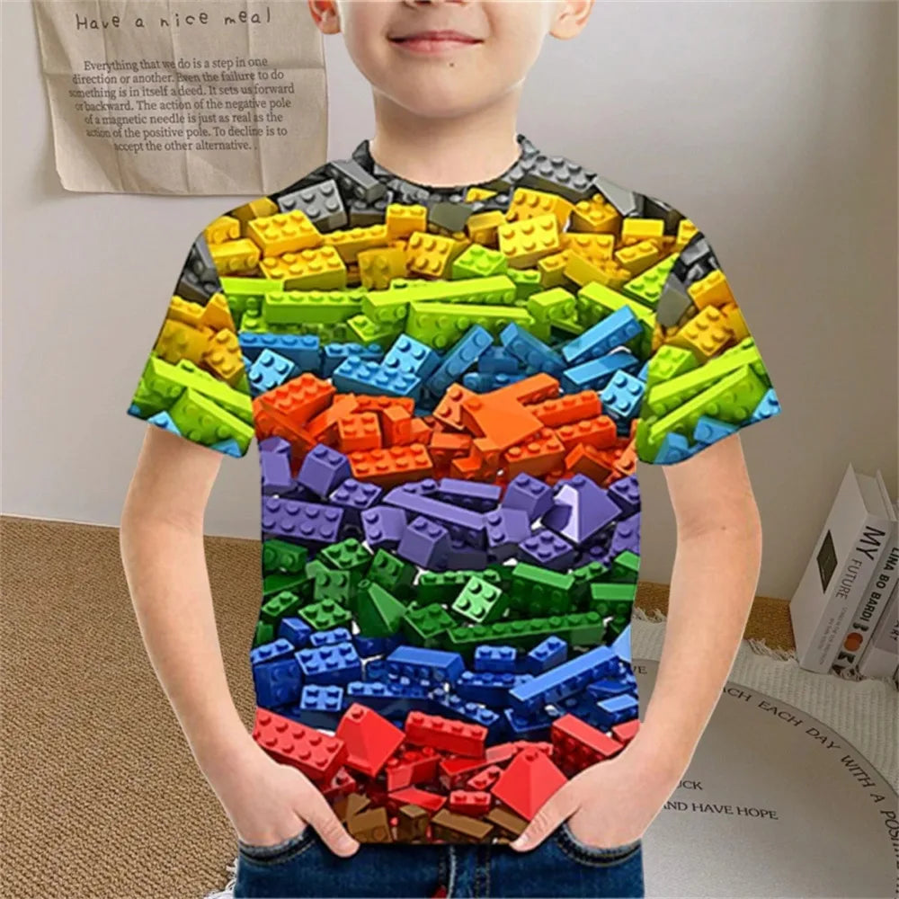 Kids Clothes Colored Particles T-Shirt Boy Girls Children Clothing for Boys Child Top Summer Short Sleeve Casual T-Shirt 7 to 10
