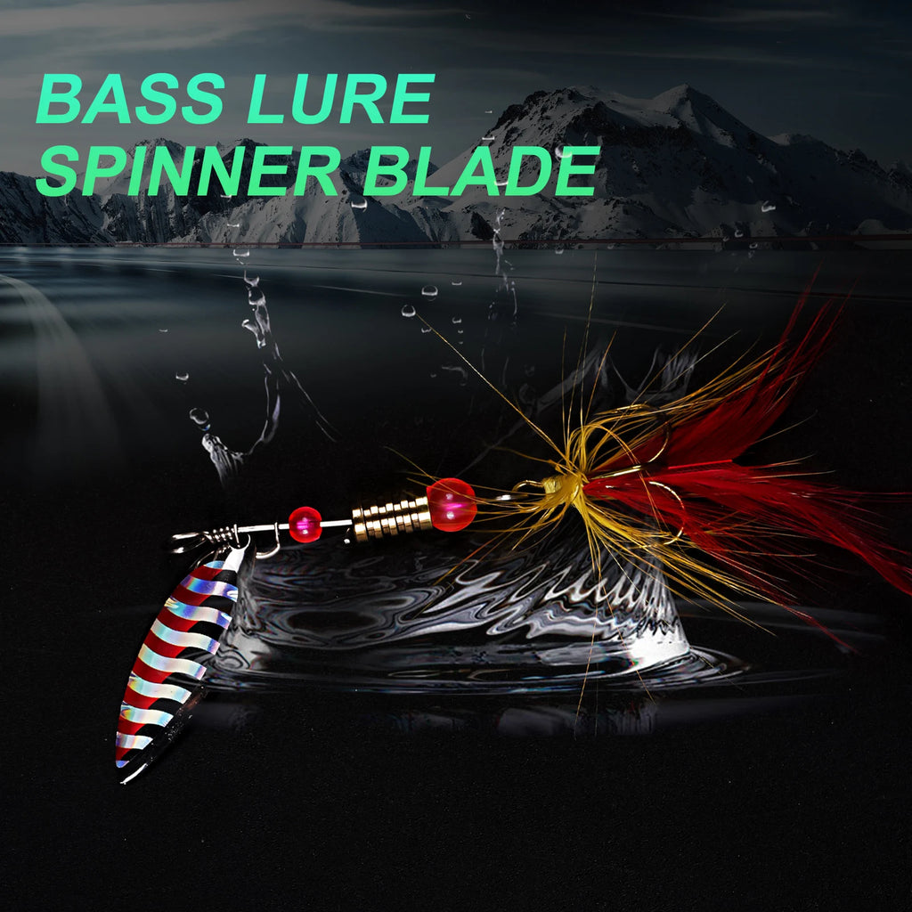 wondersee 17PCS Spinner Kit Fishin Lures with Feather Treble Hook Spoon for Bass Trout Perch Pike Rotating Long Casting Wobblers