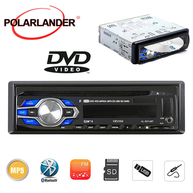 DVD VCD CD Car Multimedia Player Car Radio Bluetooth Car  Tuner Stereo Bluetooth FM Radio MP3 Audio USB SD In-Dash 1 DIN 12V