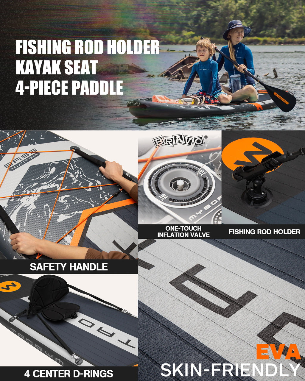 Myboat Waterproof  Extra Wide Inflatable Paddle Board 11'6''x35''x6''Adult Standing Style Aquatic Fishing With Accessories SUP