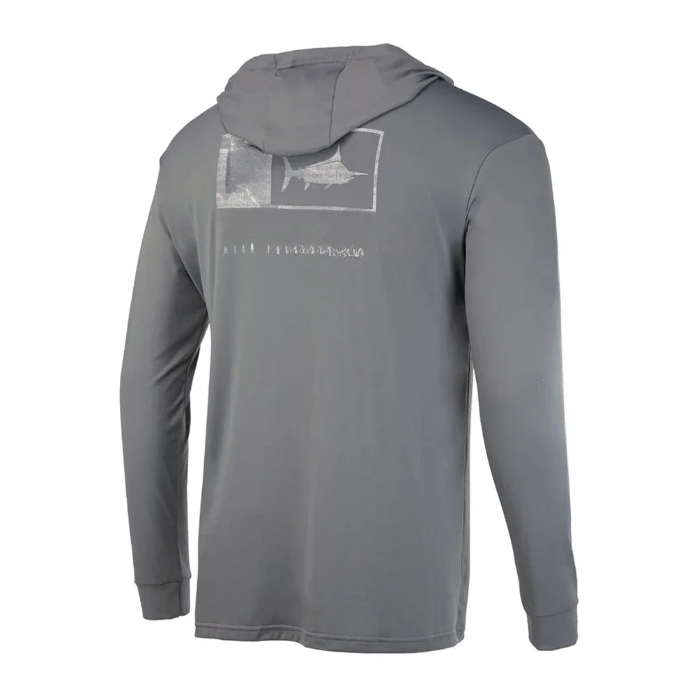 Fishing Apparel Summer Outdoor Men Long Sleeve T Shirt Fish Shirt Sun Protection Breathable Hooded Angling Clothing