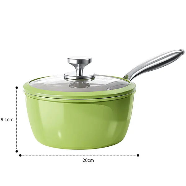 PGY Ceramic Nonstick Saucepan with Lid 16/18/20cm Milk Pot Kitchen Stewing Sauce Pan Noodle Cooking Pot Compatible All Cooktops