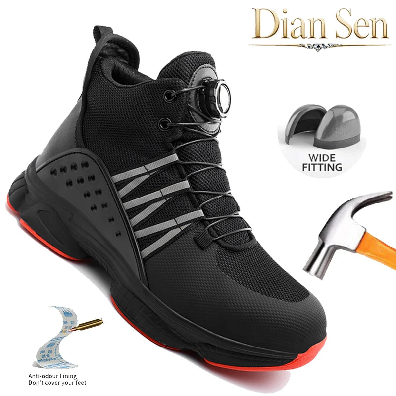 Men's Safety Boots Anti-smash Shoes Mens Hiking Boots Indestructible Casual Walking Shoes Slip Resistant Breathable Sneakers