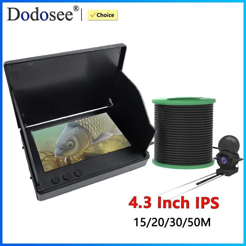 Dodosee Handheld 1080P 4.3'' LCD Fish Finder Portable Fish Depth Finder Water Underwater 220° Fishing Camera With Night Vision