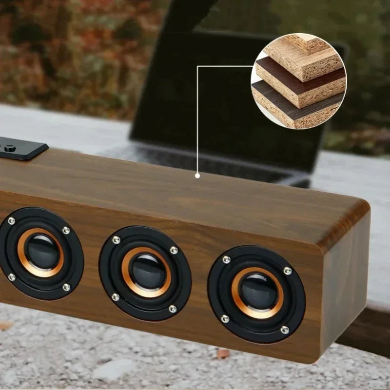 6 Speakers Wooden Bluetooth Speaker Sound Bar TV Echo Wall Home Theater Sound System 3D Stereo Surround Sound Bar for PC/TV