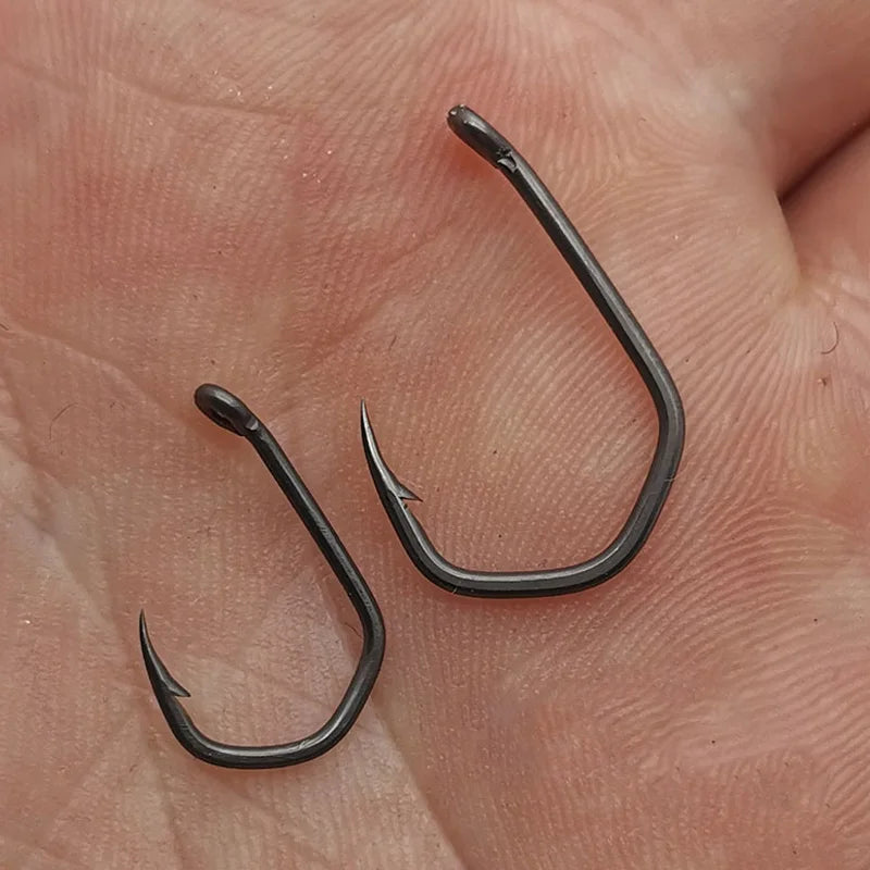 Stainless Steel Carp Fishing Hooks, Barbed Pinpoint Claw Hooks, PTFE Coating, High Carbon, Eyed Fish Hooks, 20Pcs