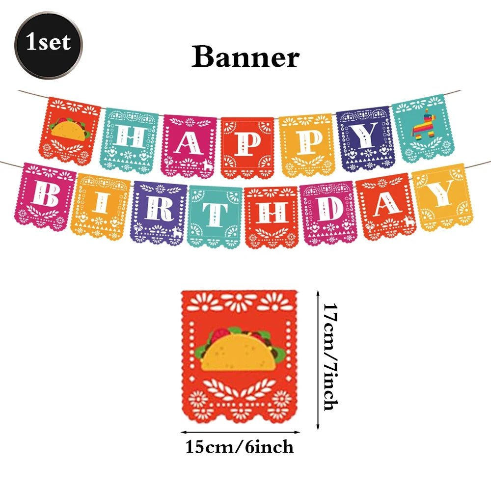 Cinco de Mayo Party Supplies Mexican Fiesta Party Decor Tableware Plate Napkin Banner Cake Topper For Carnival Birthday Party