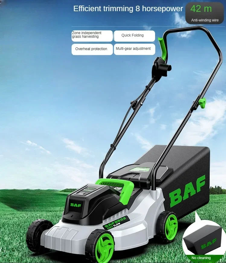 High-Power Electric Lawn Mower - Perfect for Large Yards, Push-Style Efficiency and Corded Operation Included