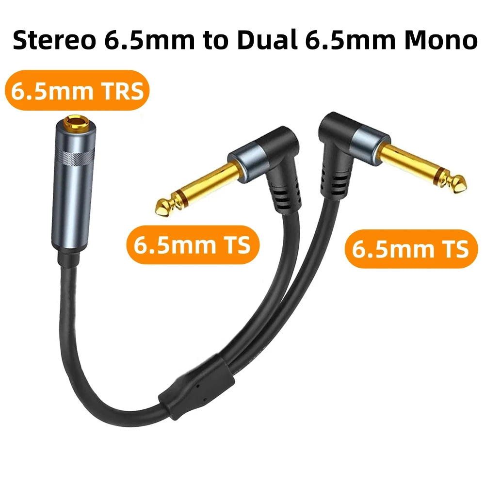Stereo 3.5mm 1/8 TRS To Dual 6.5mm Y Splitter 6.35mm to 2x6.35mm Jack Adapter Audio Extension Cable for Amplifier Speaker Mixer