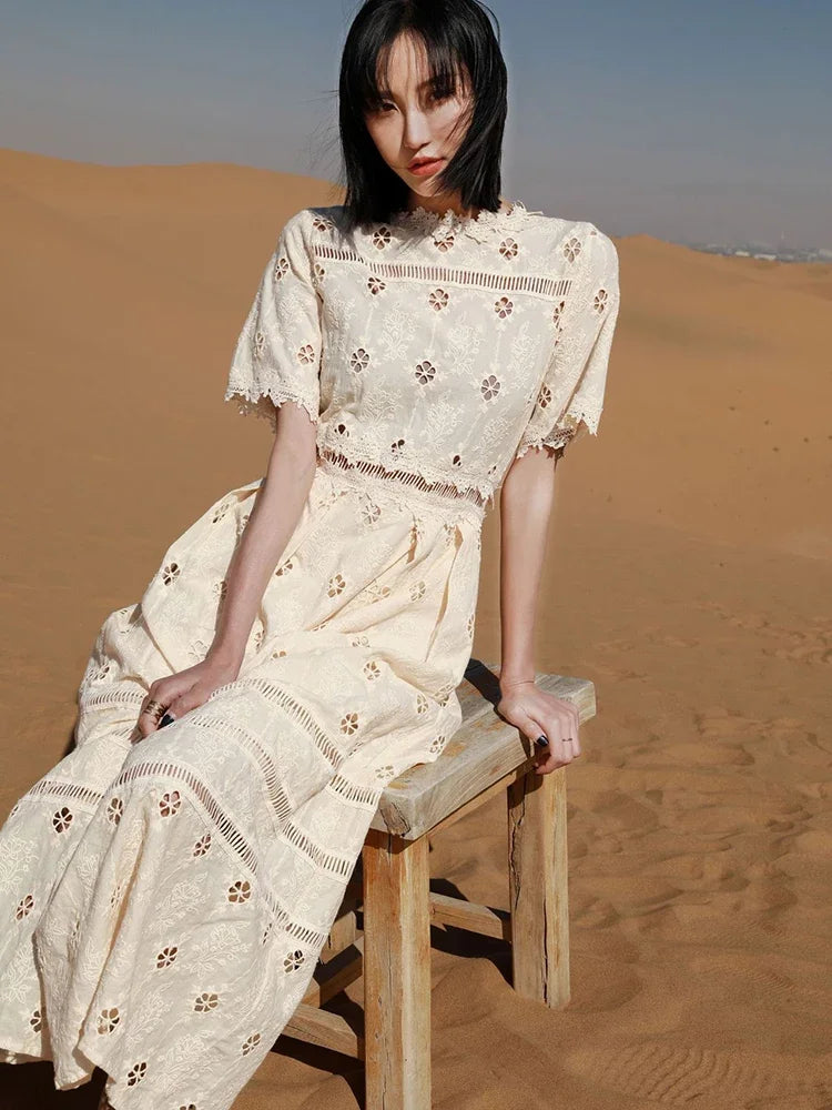 Gypsylady Boho Elegant Chic Maxi Dress Hollow Out Casual Summer Women Dresses Sheer Sexy Holiday Casual Ladies Dress Vestidos