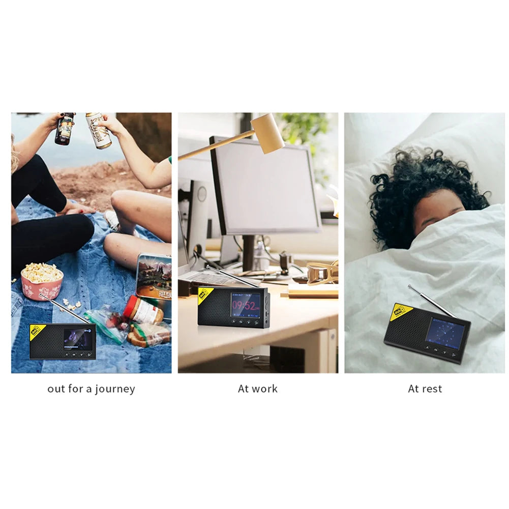 2.4 inch Digital Radio Bluetooth 5.0 Portable Stereo Receiver DAB FM Broadcast Player Wireless Audio Device for Home and Office