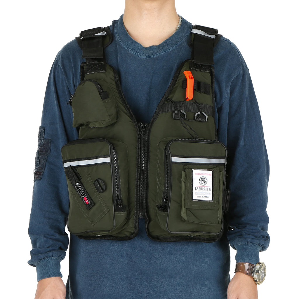 Men Professional Life Jacket Buoyancy Suit Portable Fishing Vests Multi-Pockets Waterproof Sea Fishing Adjustable Vest 2023 New