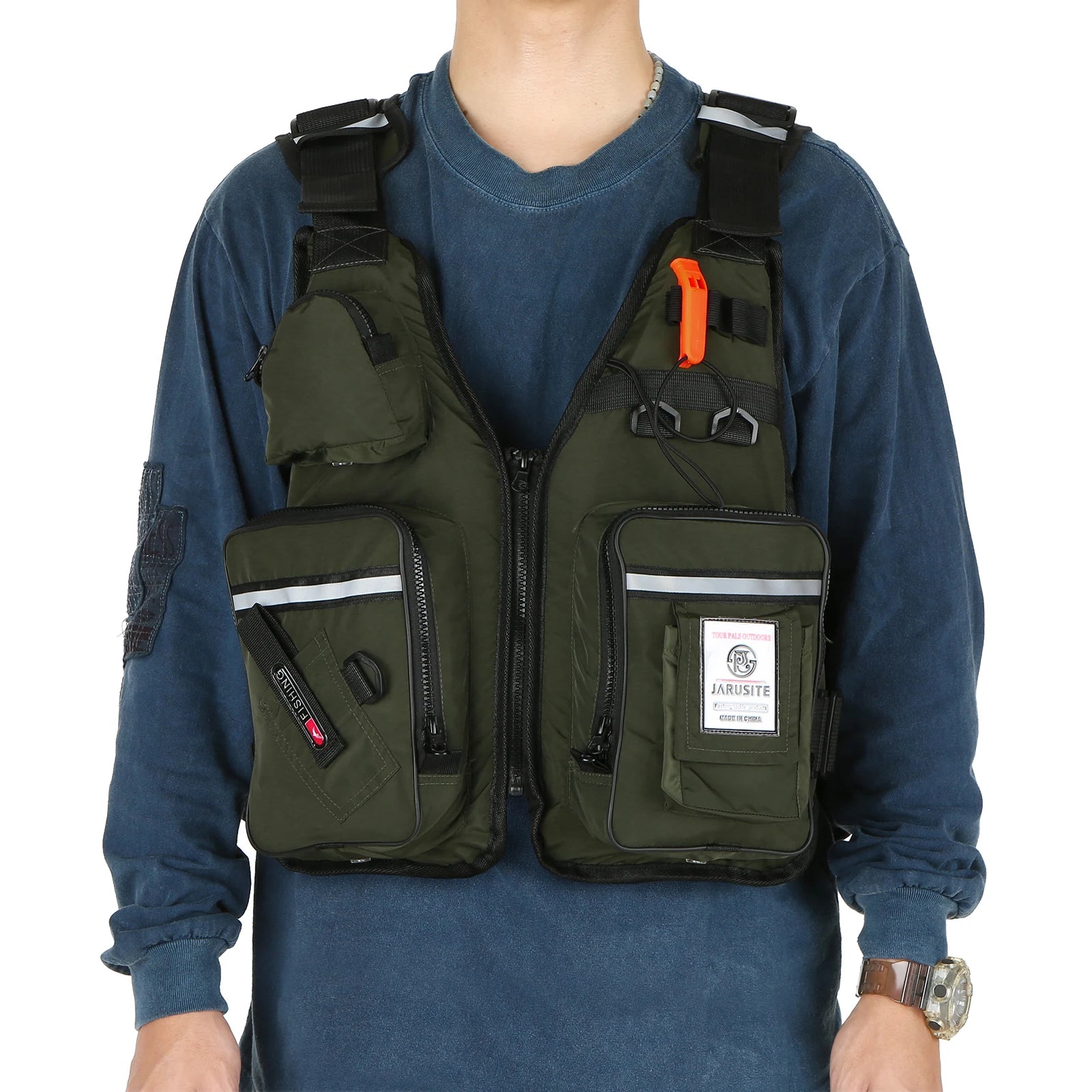 Men Professional Life Jacket Buoyancy Suit Portable Fishing Vests Multi-Pockets Waterproof Sea Fishing Adjustable Vest 2023 New