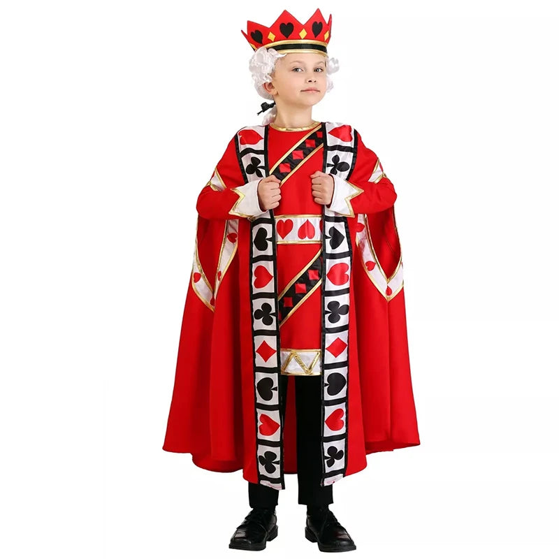 Kids Clothing Set Red Poker Pattern Halloween Dress Up Boy's King of Hearts Costume