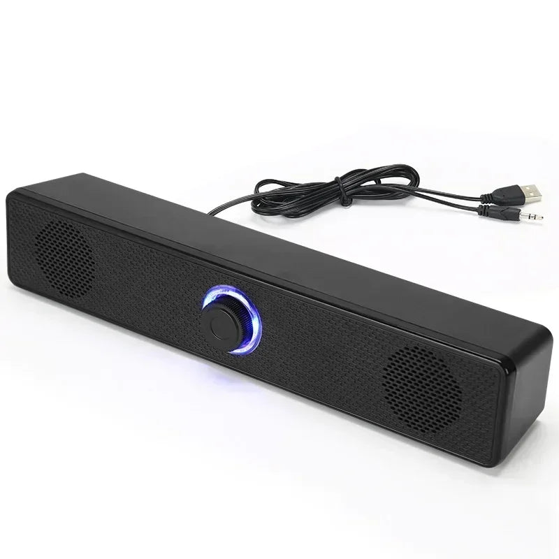 2.1 Channel Wired Soundbar with Subwoofer for PC/TV/Laptop - Stereo Multimedia Speakers,  Mini Sound System, Aux/USB Input