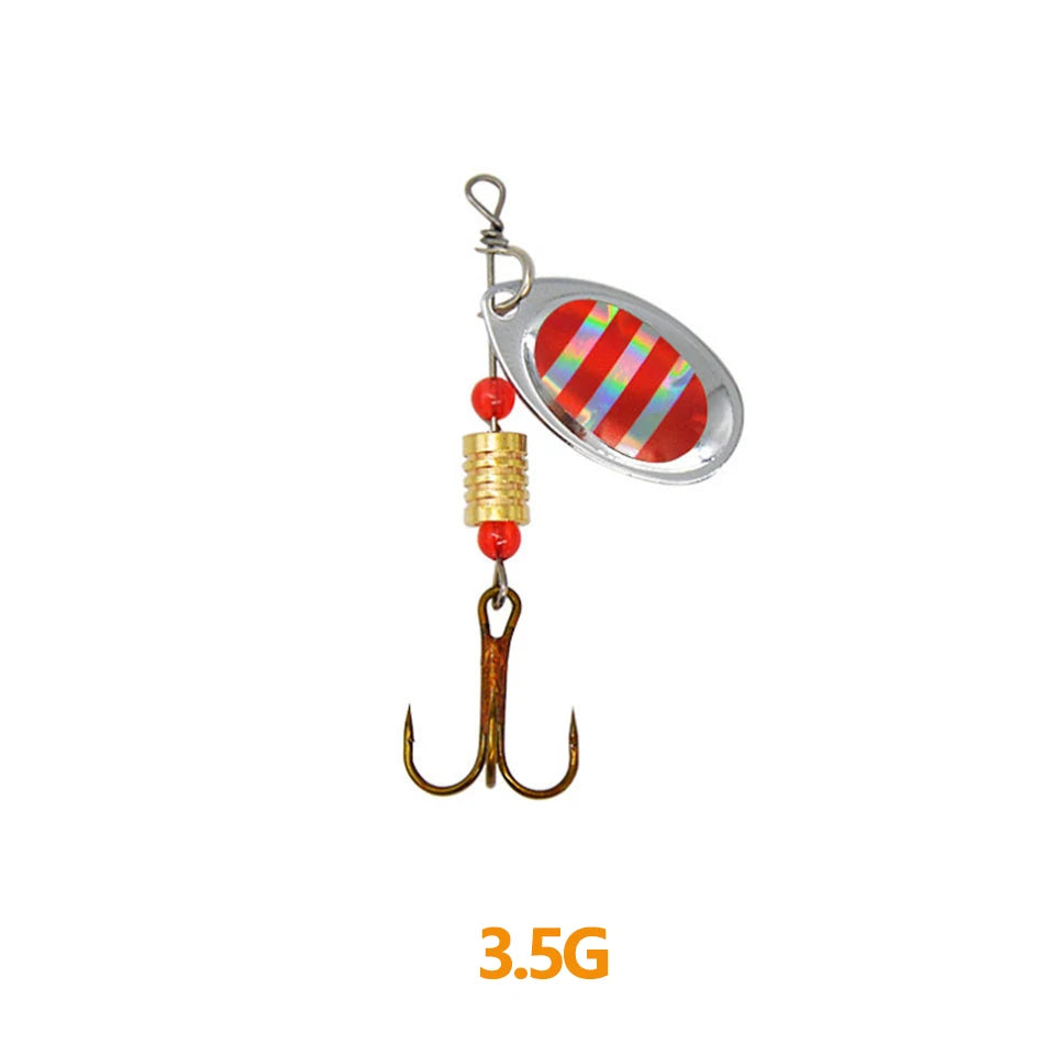1Pcs 3G 3.5G 4.5G Spinner Lures Rotating Spinners Spoon Hard Bait Pike Metal With Treble Hooks Fishing Lure Pesca Tackle