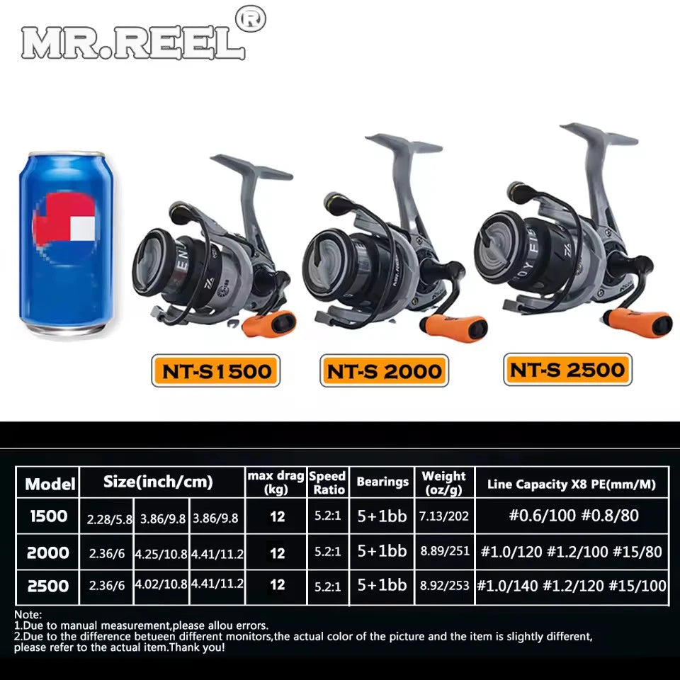MR.REEL Brand,Spinning Fishing Reel,Shallow Alloy Line Spool,CNC Metal Arm,Bold Bail,Bold Drag Adjustment,Suit For Casting Reel