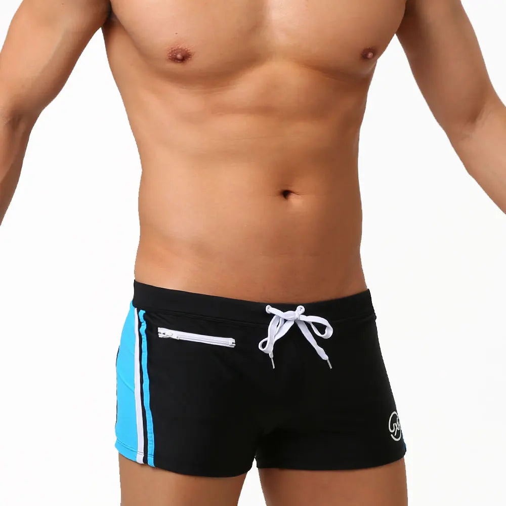 Mens Swimwear With Push-Up Swimming Trunks Boxer With Pocket  Hi-Q Sexy Men Breathable Swim Suit Speed Beach Shorts  sunga