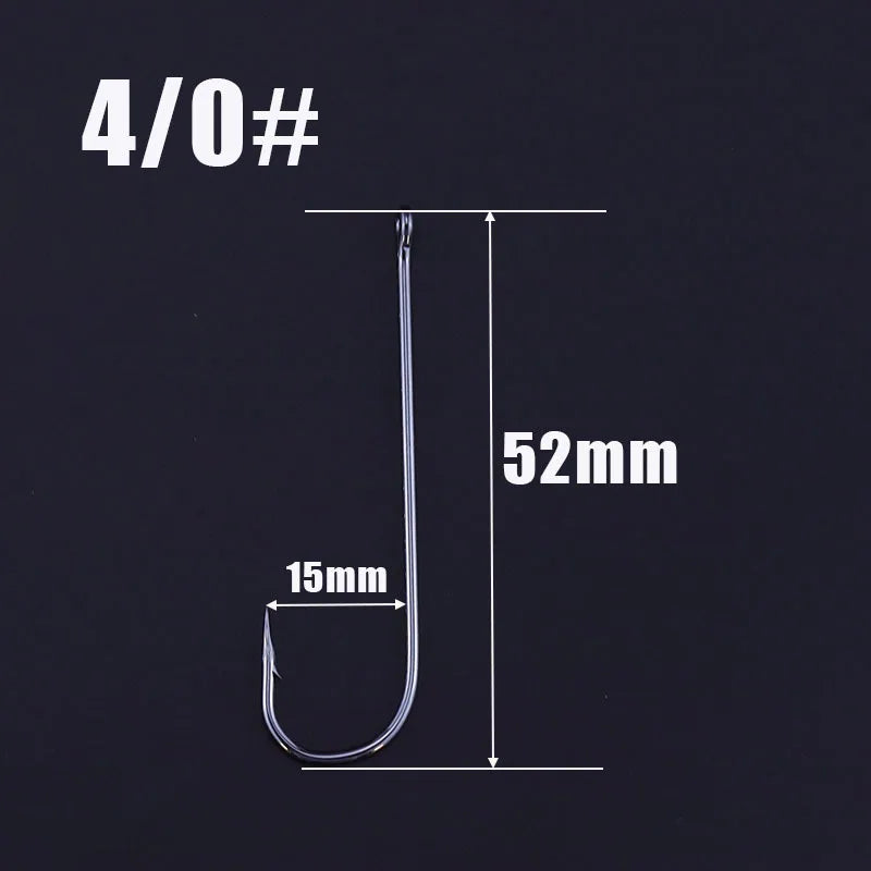50pcs/lot Fishhooks High Carbon Steel Long And Straight Shank Barbed Fishing Hooks For Fresh And Saltwater Fishing