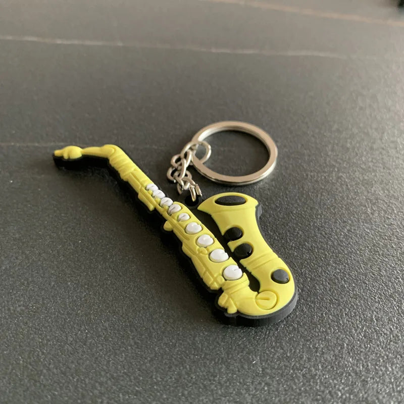 New Musical Instrument Silicone Guitar Pvc Soft Keychain Cartoon Small Gift Pendant K5156